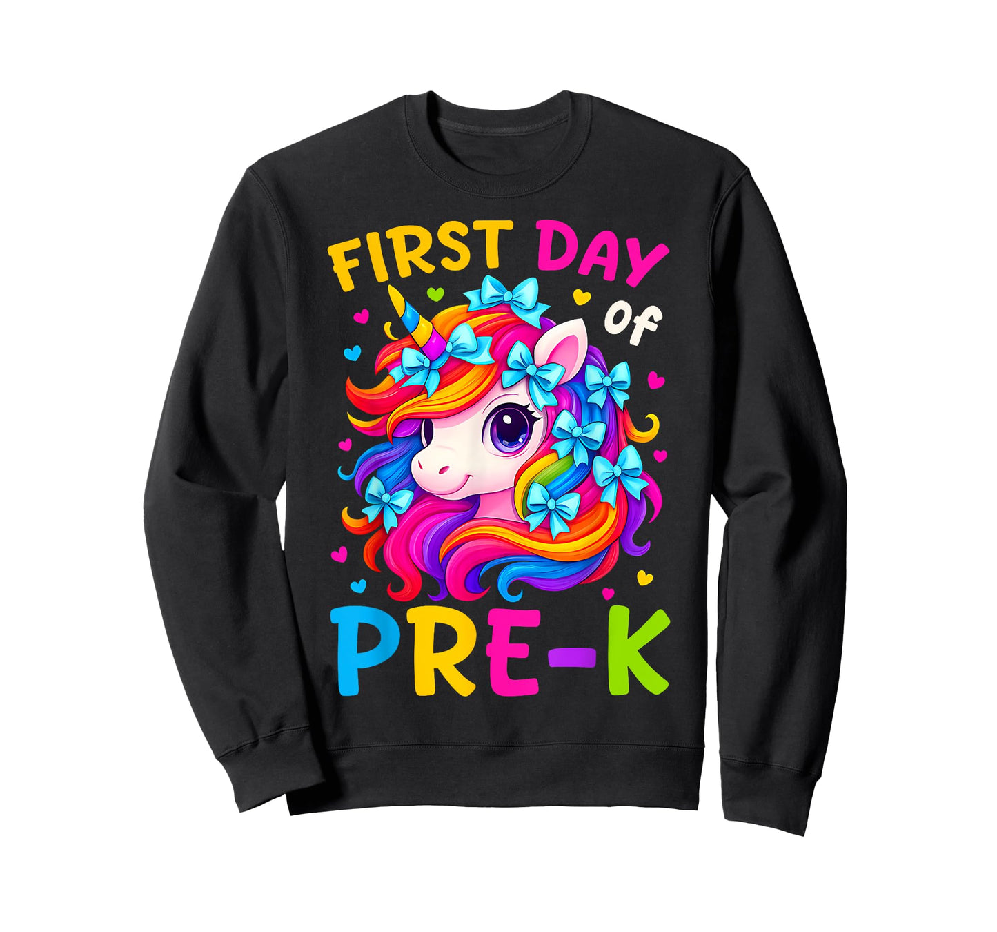 First Day of Pre-K Kids Girl Bow Unicorn Back To School Prek T-Shirt