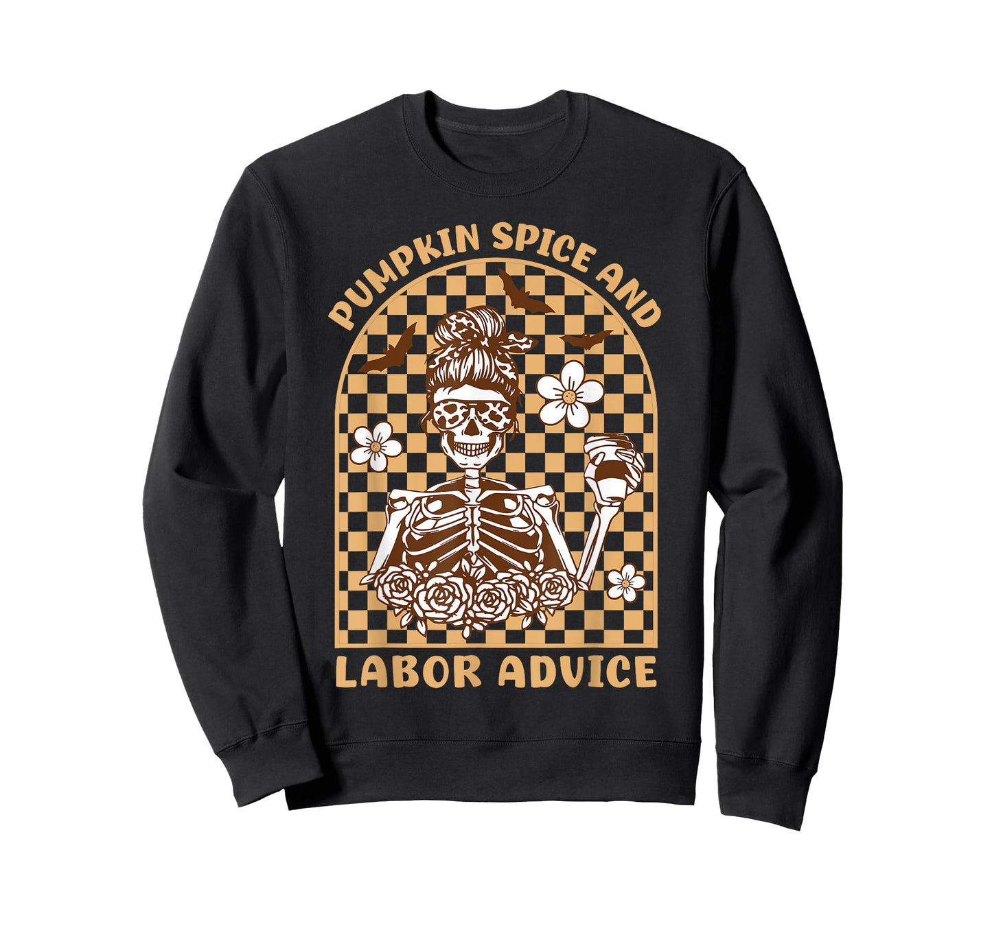 Pumpkin Spice and Labor Advice - Spooky Mom Vibes Autumn T-Shirt