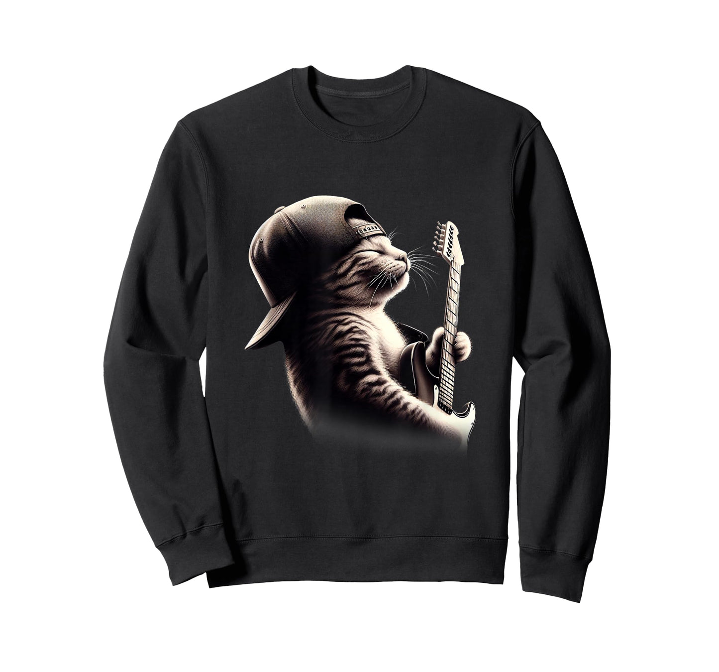 Cat Playing Guitar - Funny Rock Music Guitar Cat T-Shirt