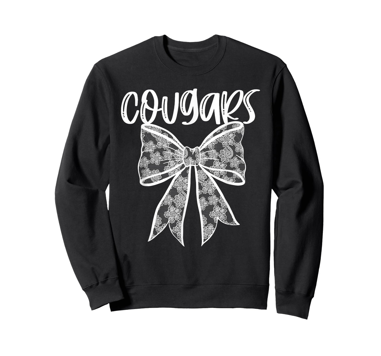 Cougars Coquette Aesthetic Girly Team Mascot Lace Bow Preppy T-Shirt