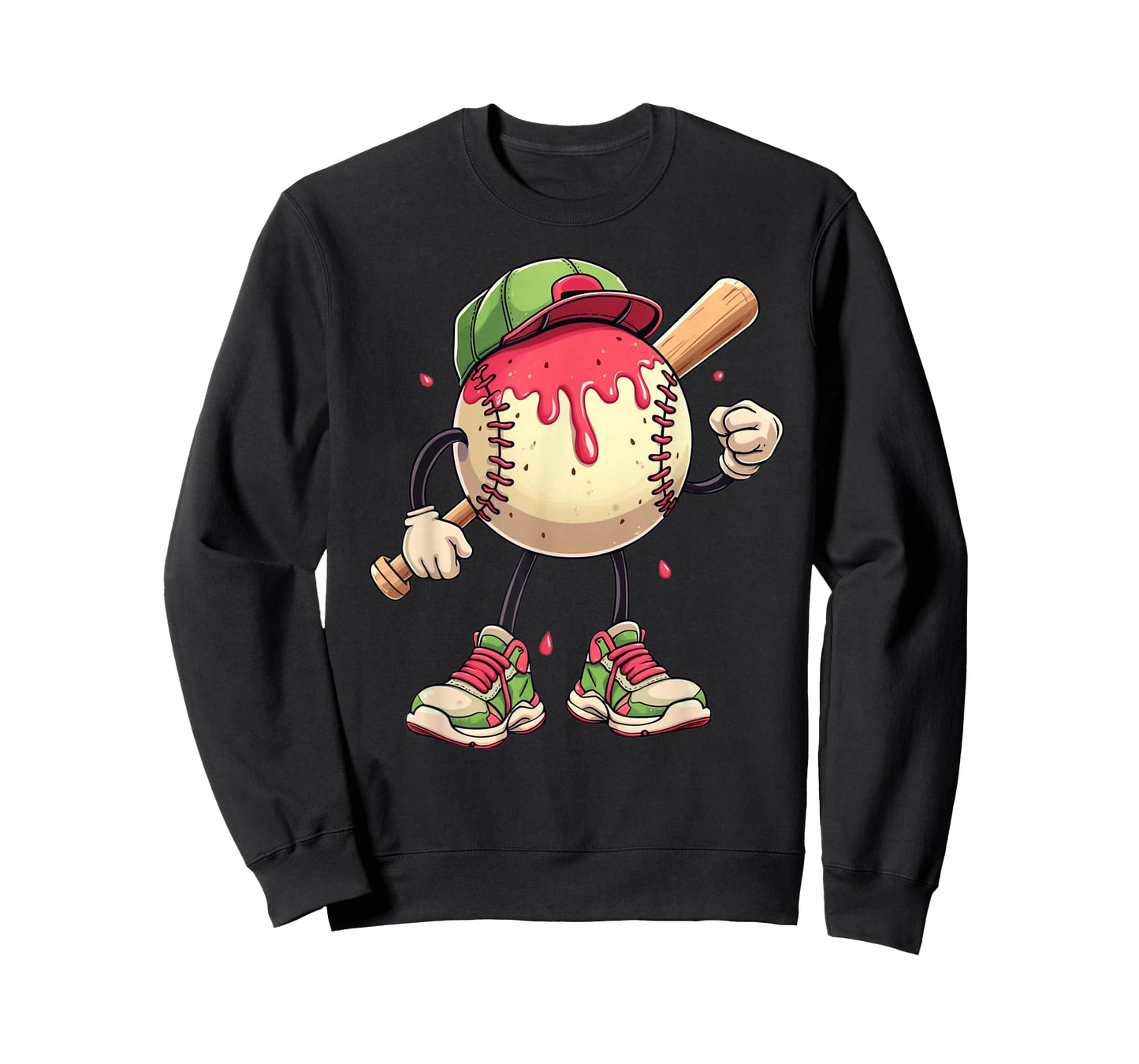 Girls Boys Baseball Ice Cream Drip Youth Drip Baseball Kids T-Shirt