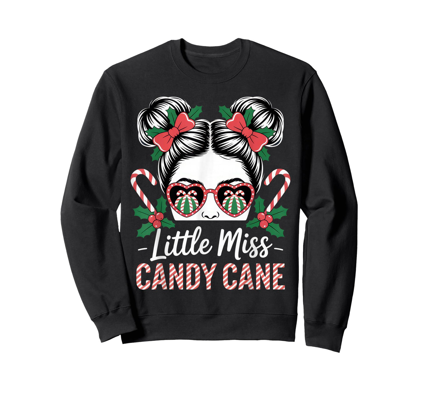 Little Miss Candy Cane Funny Holiday Christmas Vibes T-Shirt