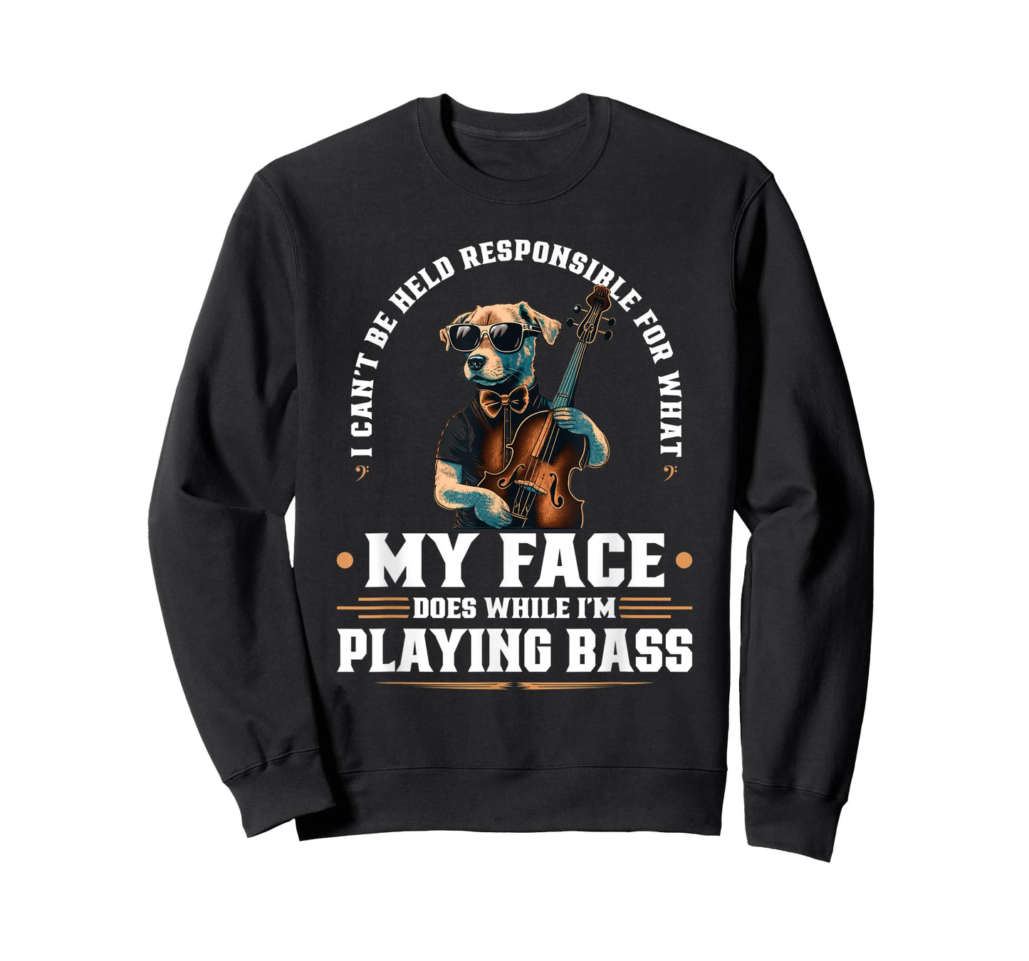 Upright Bass Player Face Quote, Jazz Dog Double Bass Fiddle T-Shirt for Men Women