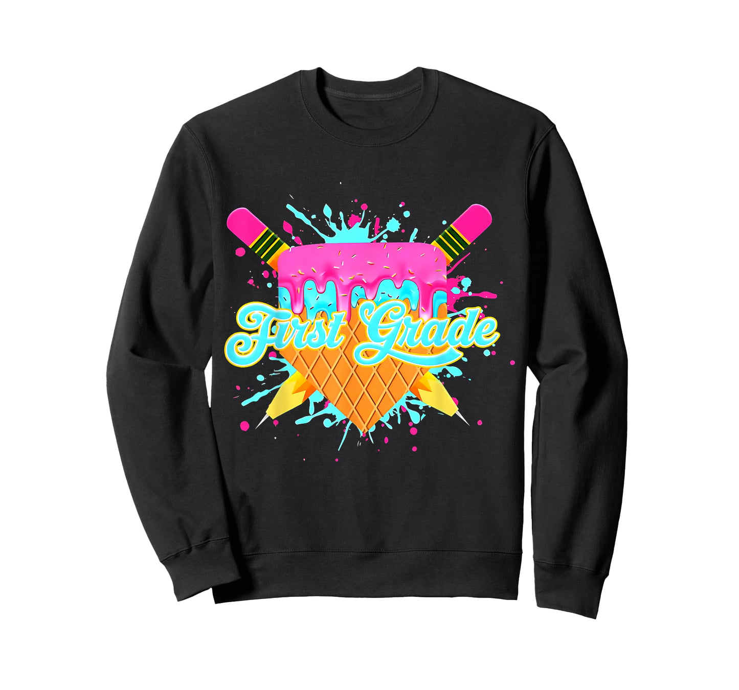 1st Grade Back To School Baseball Drip Ice Cream T-Shirt