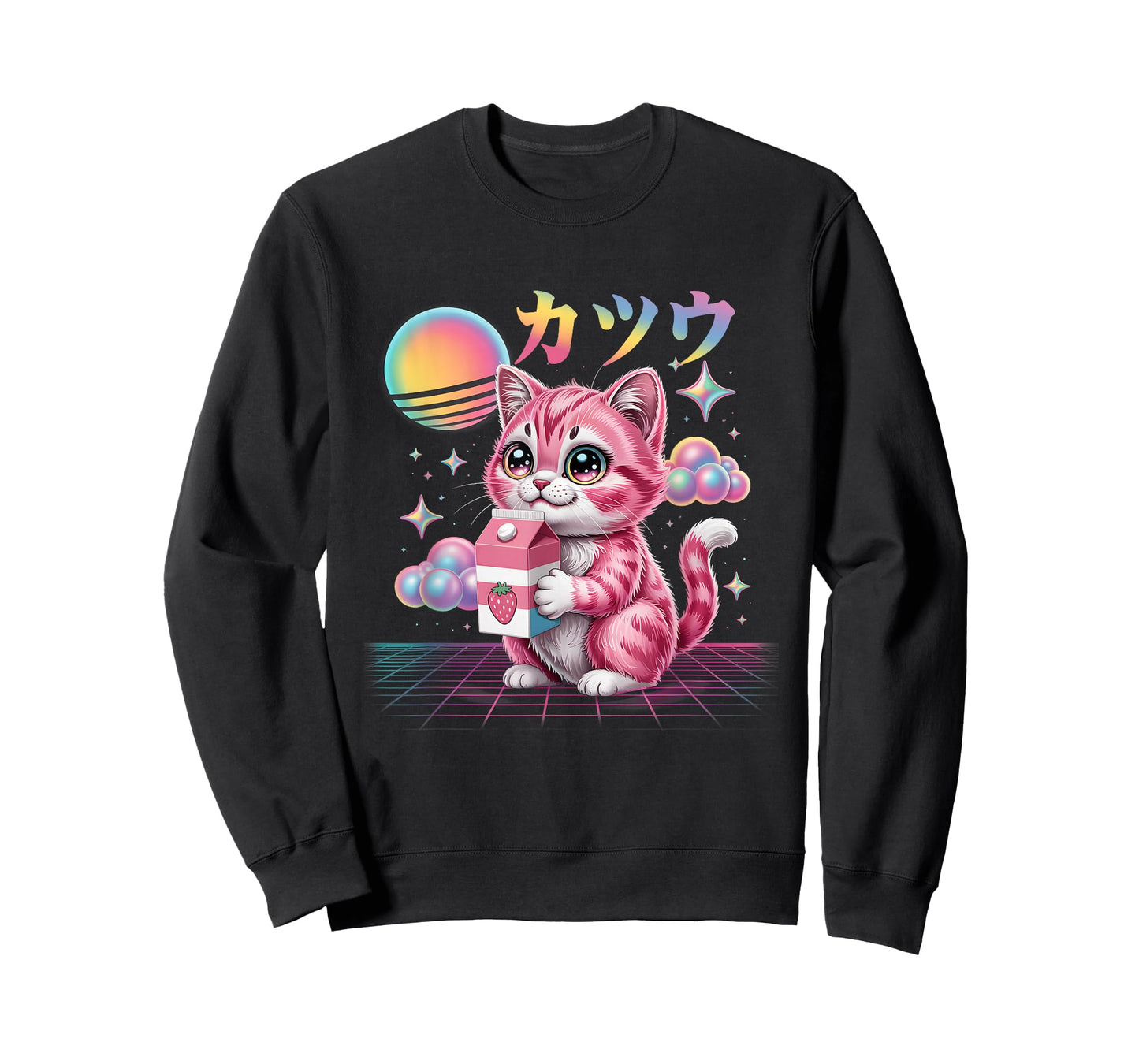 Cat Strawberry Milk Anime 90s Japanese Cat Japan Vaporwave T-Shirt
