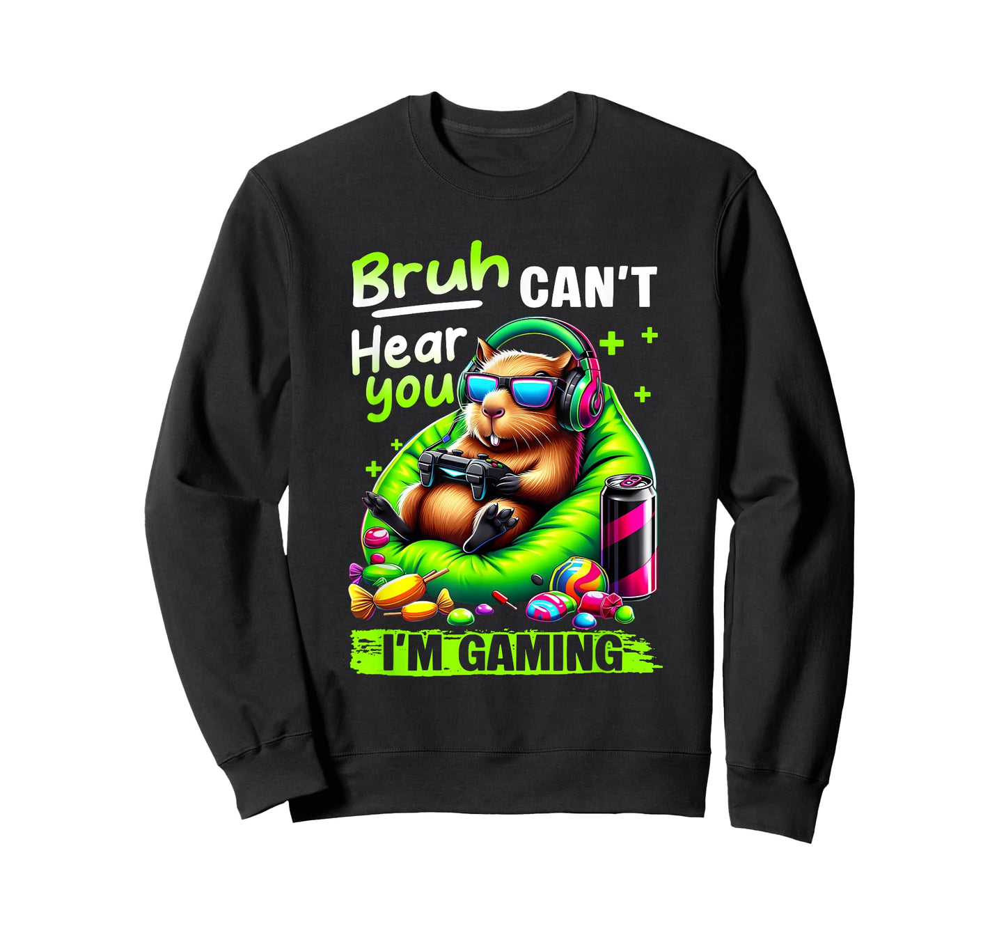 Bruh Can't Hear You I'm Gaming Funny Capybara Relaxing Gamer T-Shirt