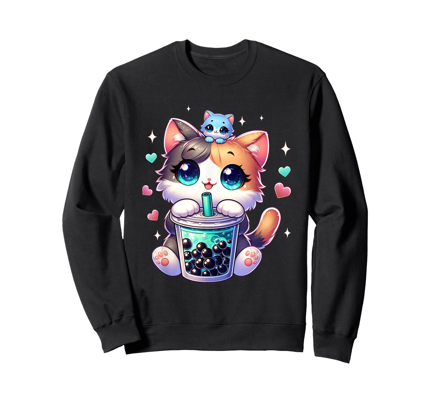 Kawaii Chibi Cat Boba Japanese Cute Anime Cartoon T-Shirt
