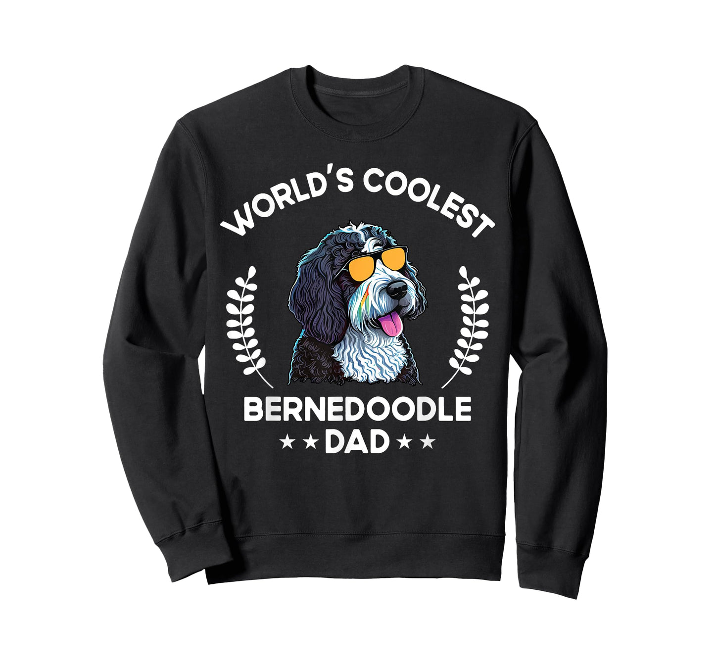 The Woof Wardrobe World's Coolest Dog Dad Papa Bernedoodle T-Shirt - Black, Small, Men, Unisex, Short Sleeve, Crew Neck, Modern Classic, Cotton Blend, All Seasons, Kids, Dog Themed, T-Shirt
