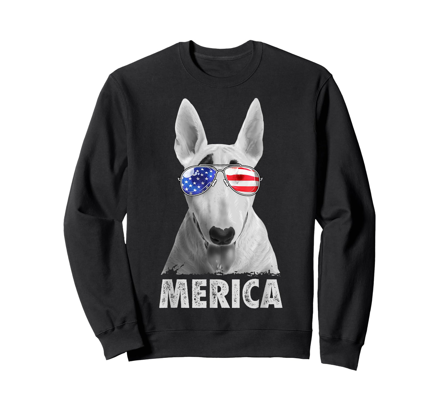 Bull Terrier 4th of July Merica Men American Flag Sunglasses T-Shirt