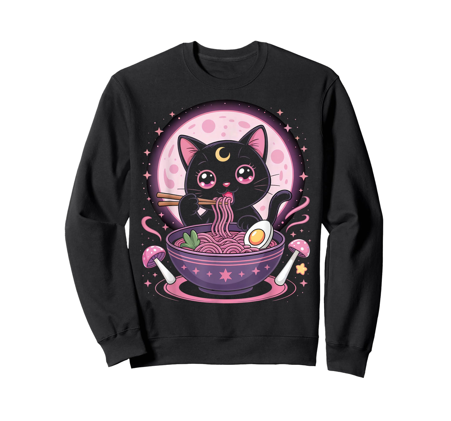 Pastel Goth Clothing Black Cat Eat Ramen Goth Girl Clothes T-Shirt