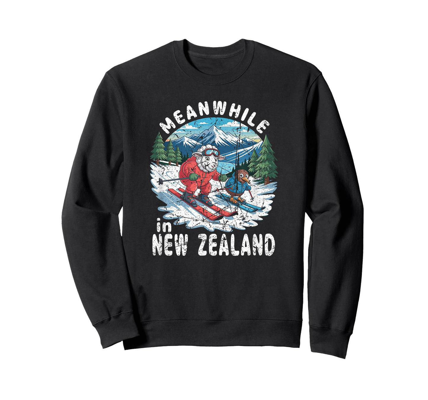 Meanwhile in New Zealand Kiwi Sheep Skiing Winter Souvenir T-Shirt