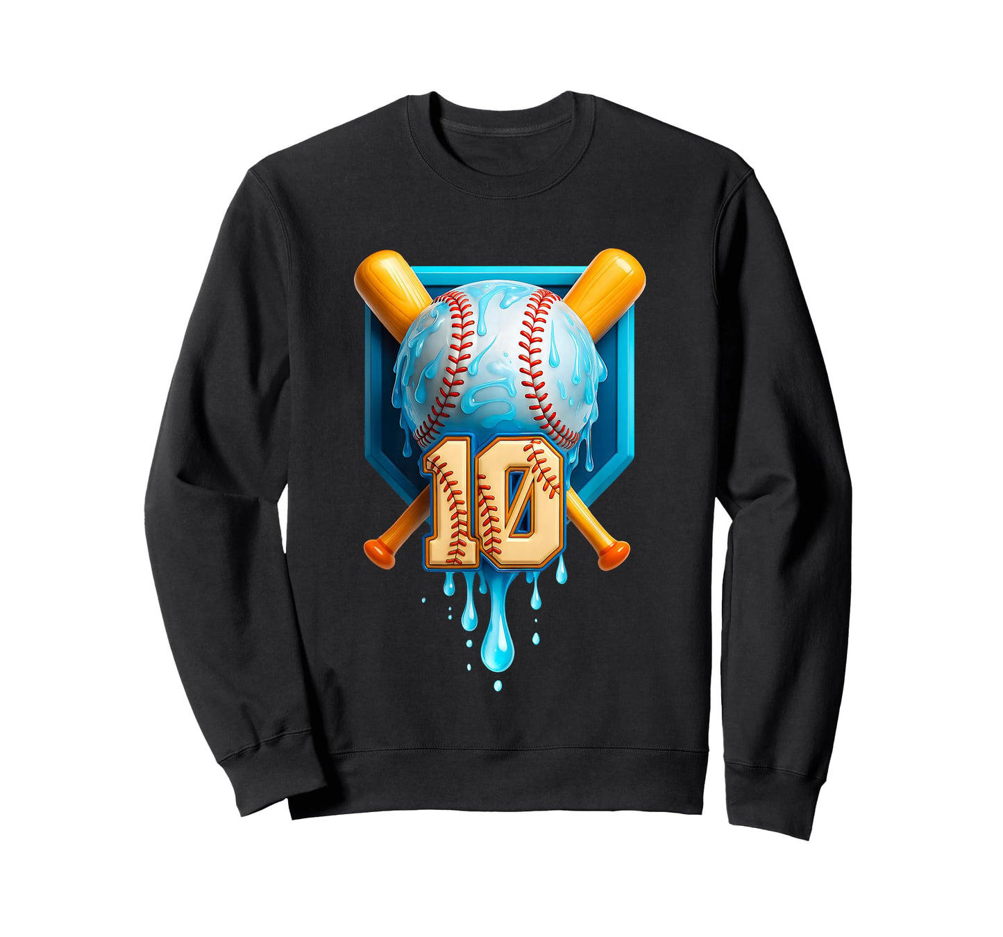 Baseball 10th Birthday Home Plate Dripping Ten 10 Year Old T-Shirt