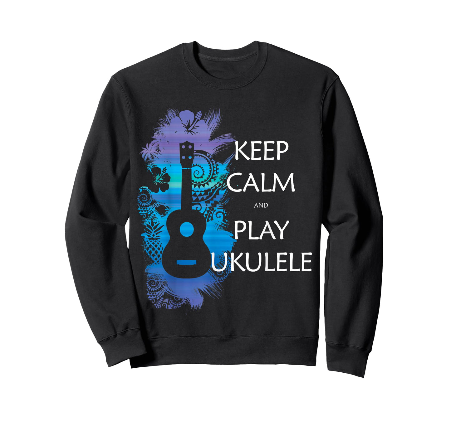 Keep Calm and Play Ukulele Tribal Colour T-Shirt