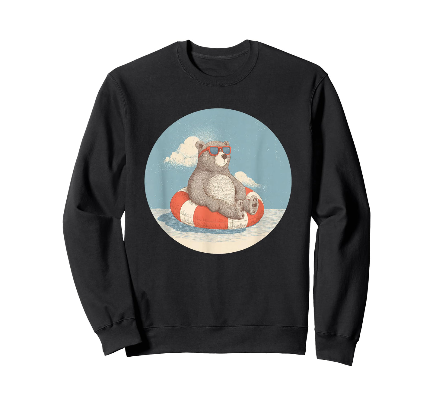 Handsome Bear with Funny Pool Ring for Sunglasses Lovers T-Shirt