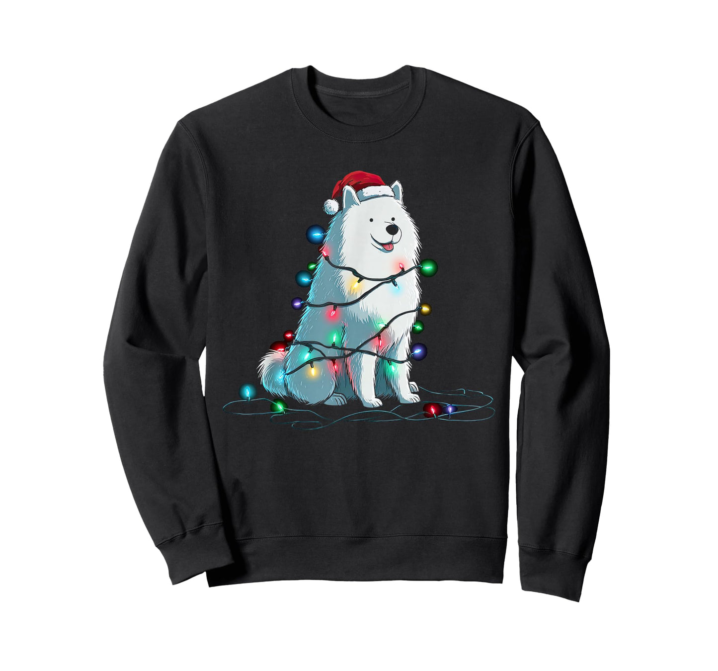 Funny Samoyed Christmas Graphics Dog Lights Lover T-Shirt