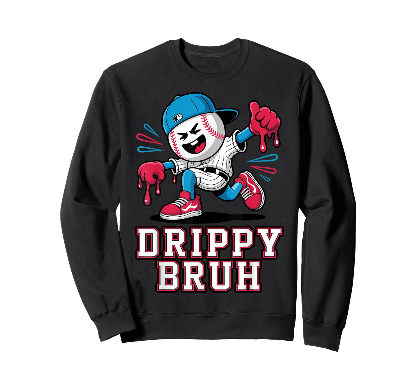 Funny Baseball Drip Bruh for Boys Kids Dripping Ice Cream T-Shirt