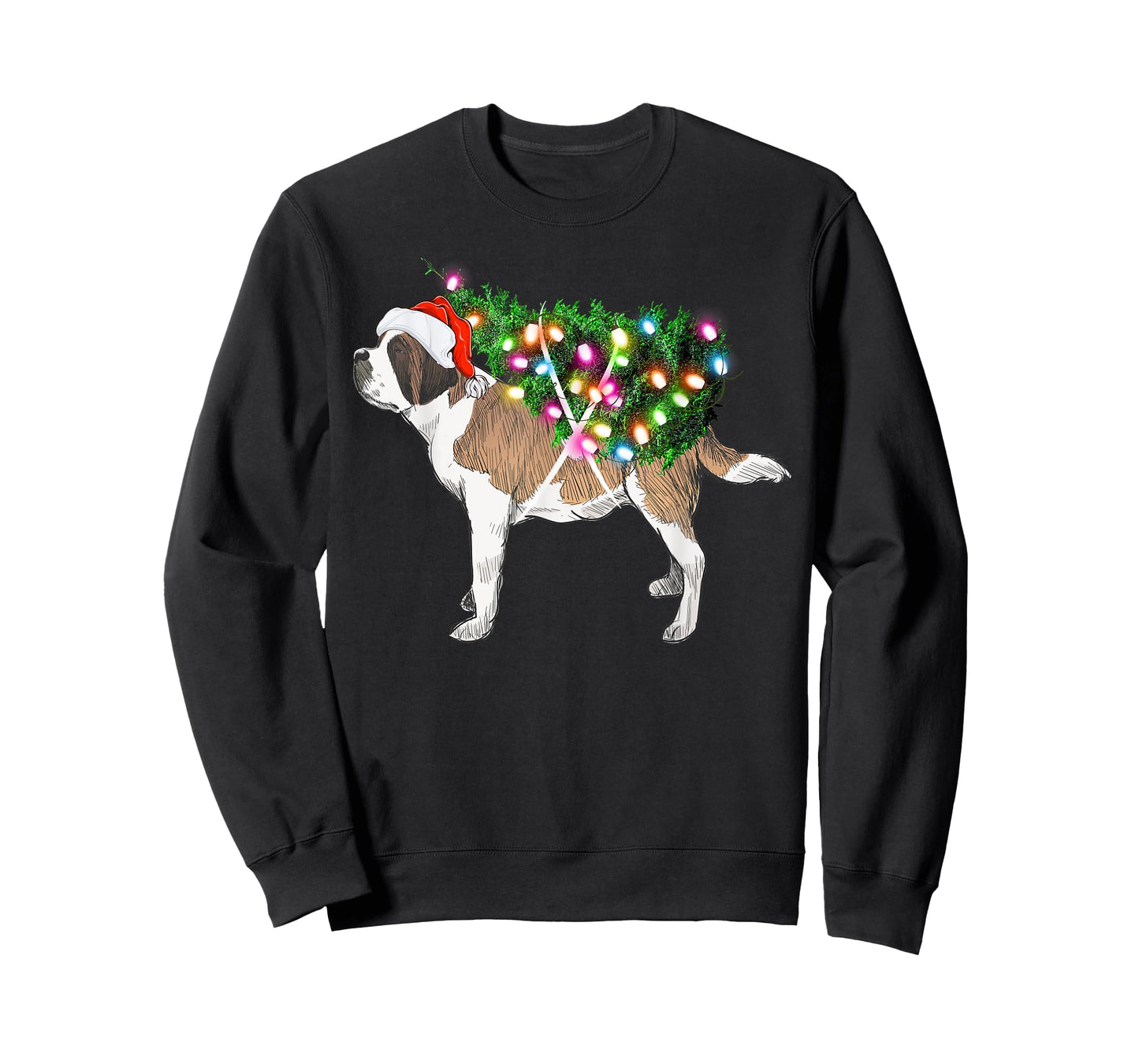 Saint Bernard Dog Xmas Tree Lighting Christmas Men Women Kids T-Shirt