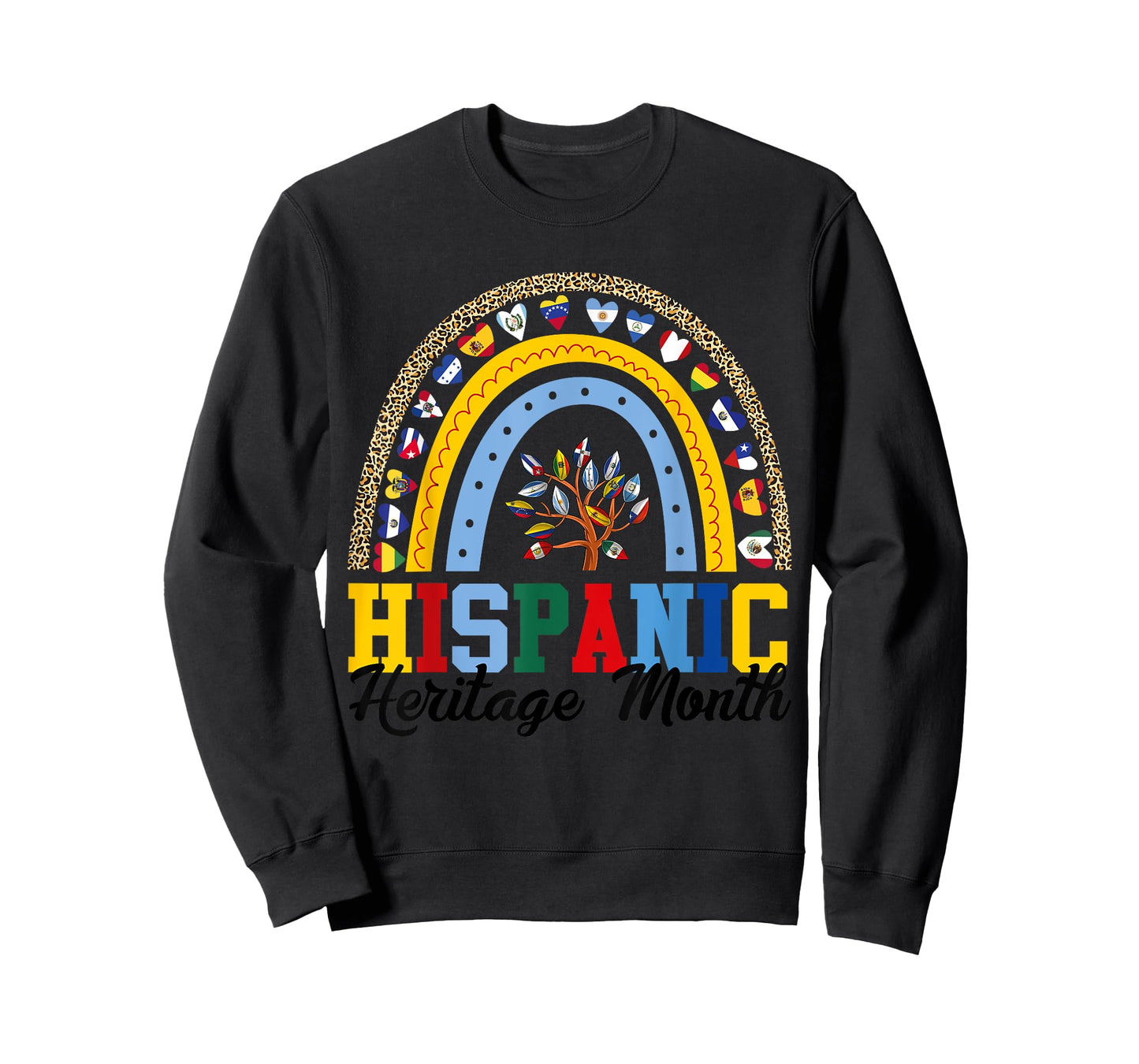 Hispanic Heritage Month all Countries Flags rainbow leopard T-Shirt