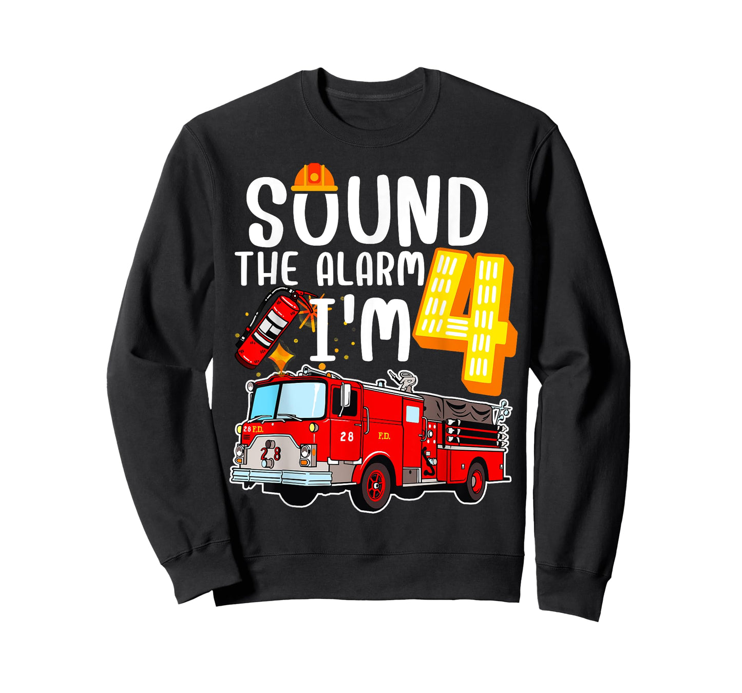 Sound The Alarm I'm 4 Fire Engine Firefighter 4th Birthday T-Shirt