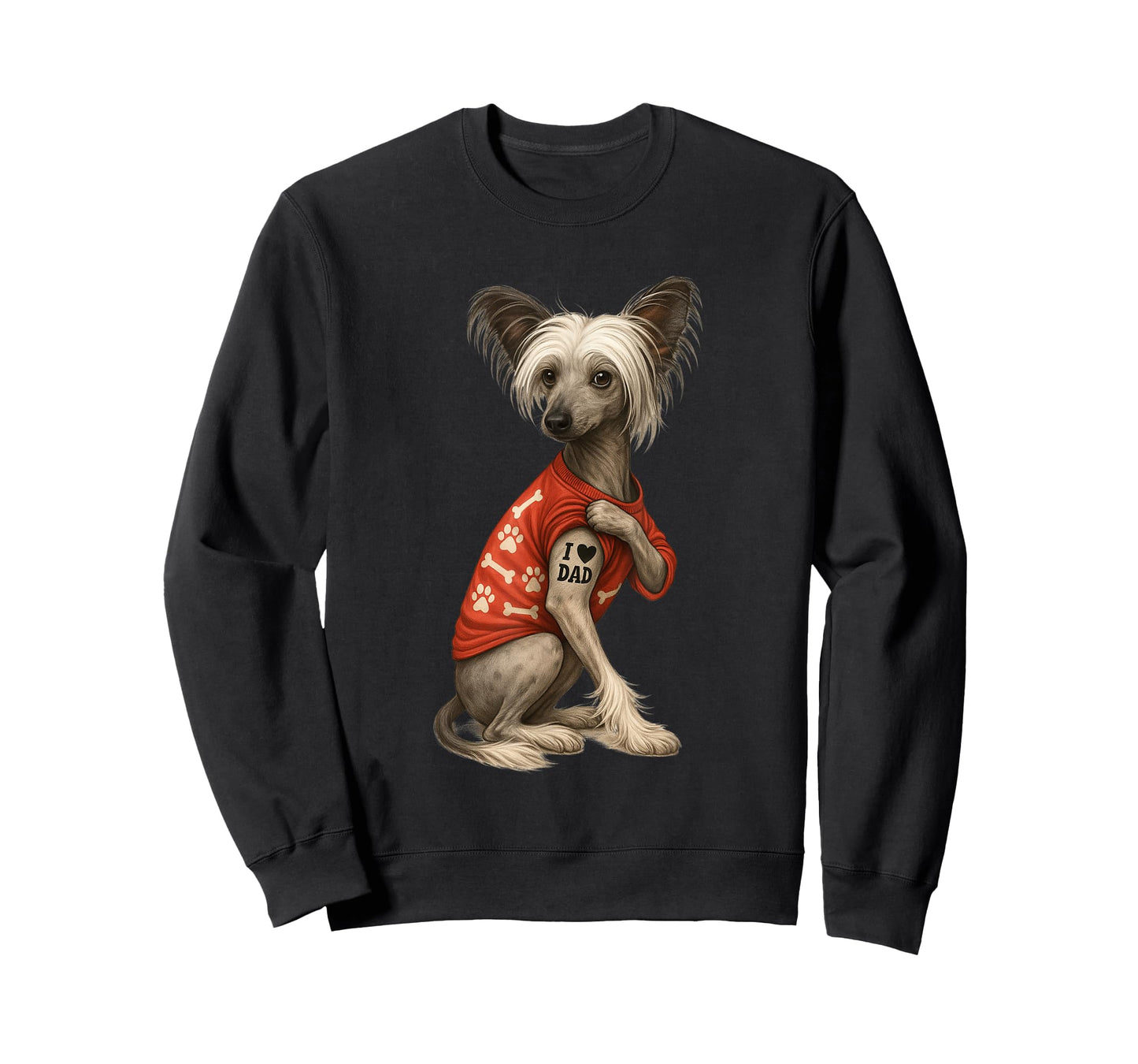 Funny I Love Dad Tattoo Chinese Crested Dad T-Shirt