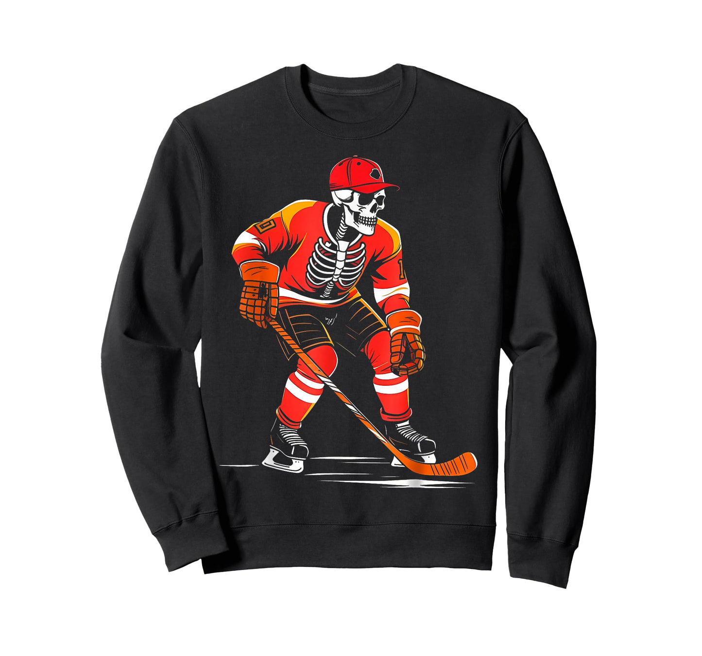 Skeleton Ice Hockey Halloween Costume Men Boys Kids Game Day T-Shirt