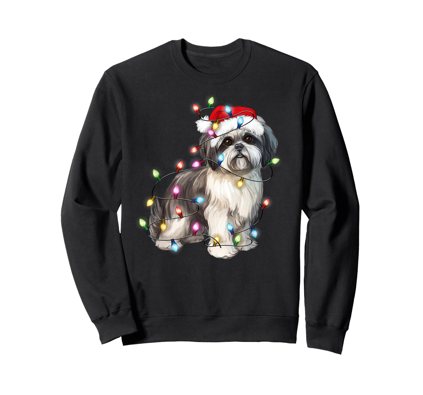 Shih Tzu Dog Christmas Lights Xmas Cute T-Shirt