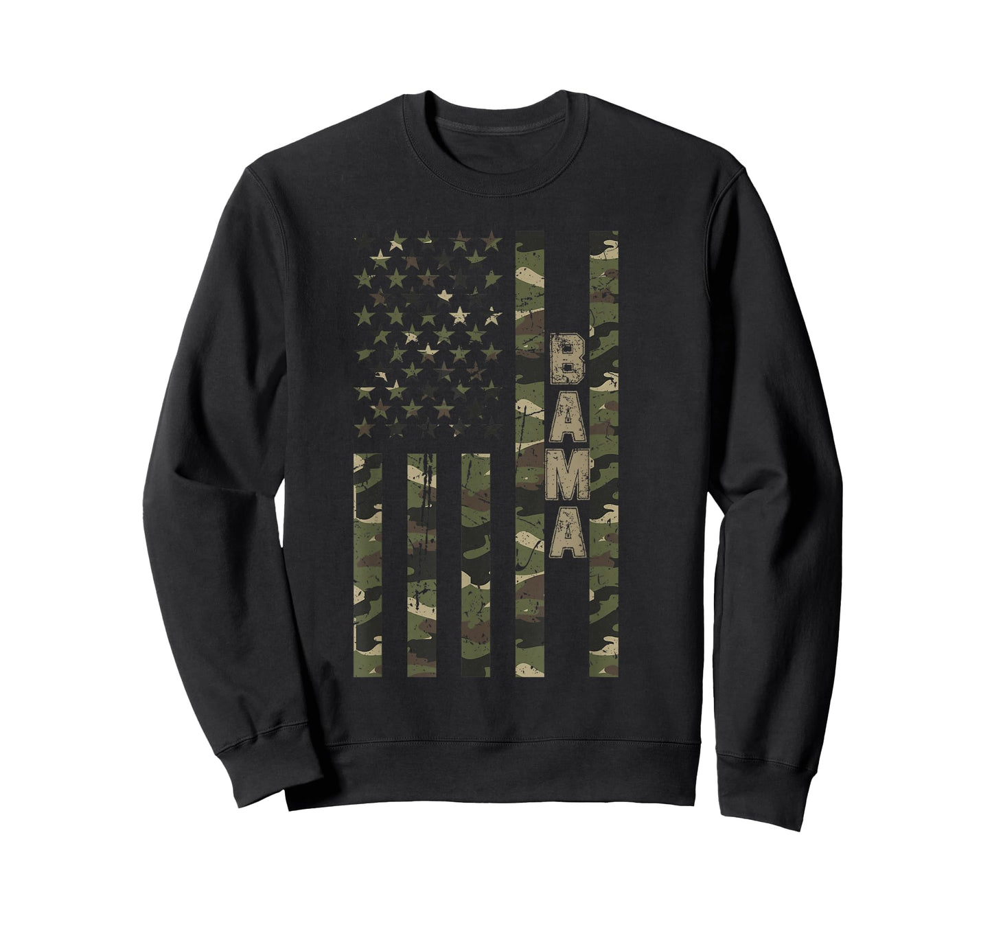 Bama Alabama United States Distressed Camo w US Flag T-Shirt