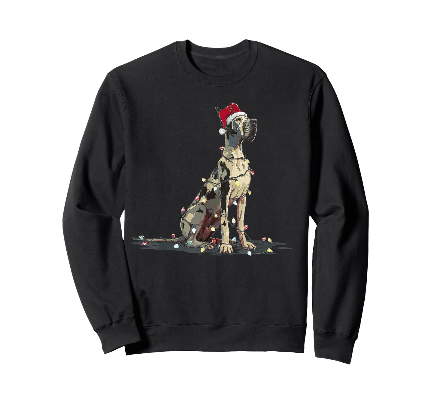 Funny Great Dane Christmas Graphics Dog Lights Lover Owner T-Shirt