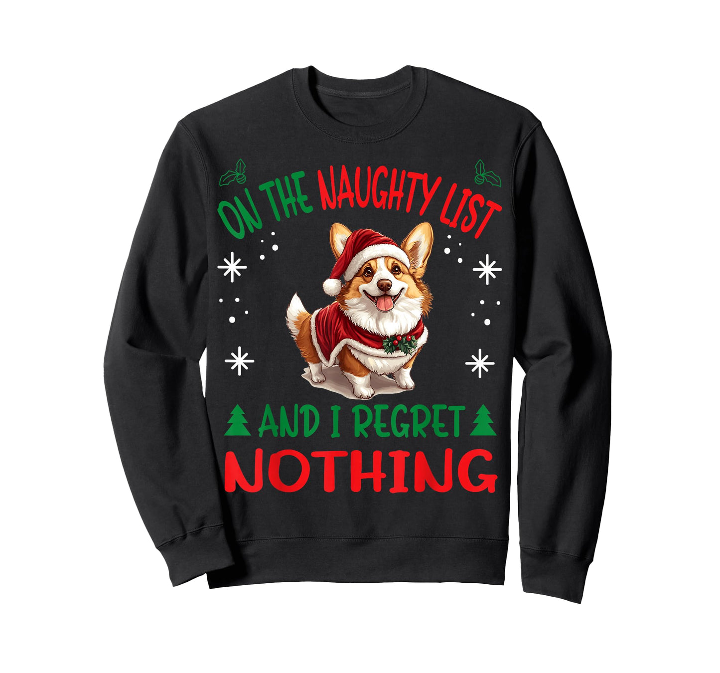 Cute Pembroke Welsh Corgi Dog Christmas On The Naughty List T-Shirt