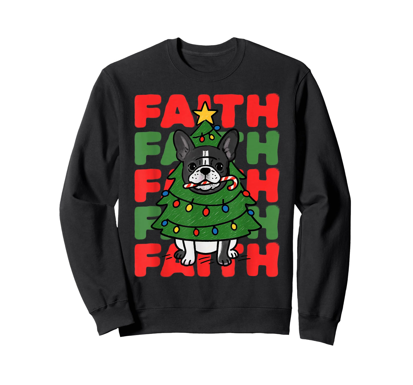 Dog Christmas Faith French Bulldog Puppy Family Group T-Shirt