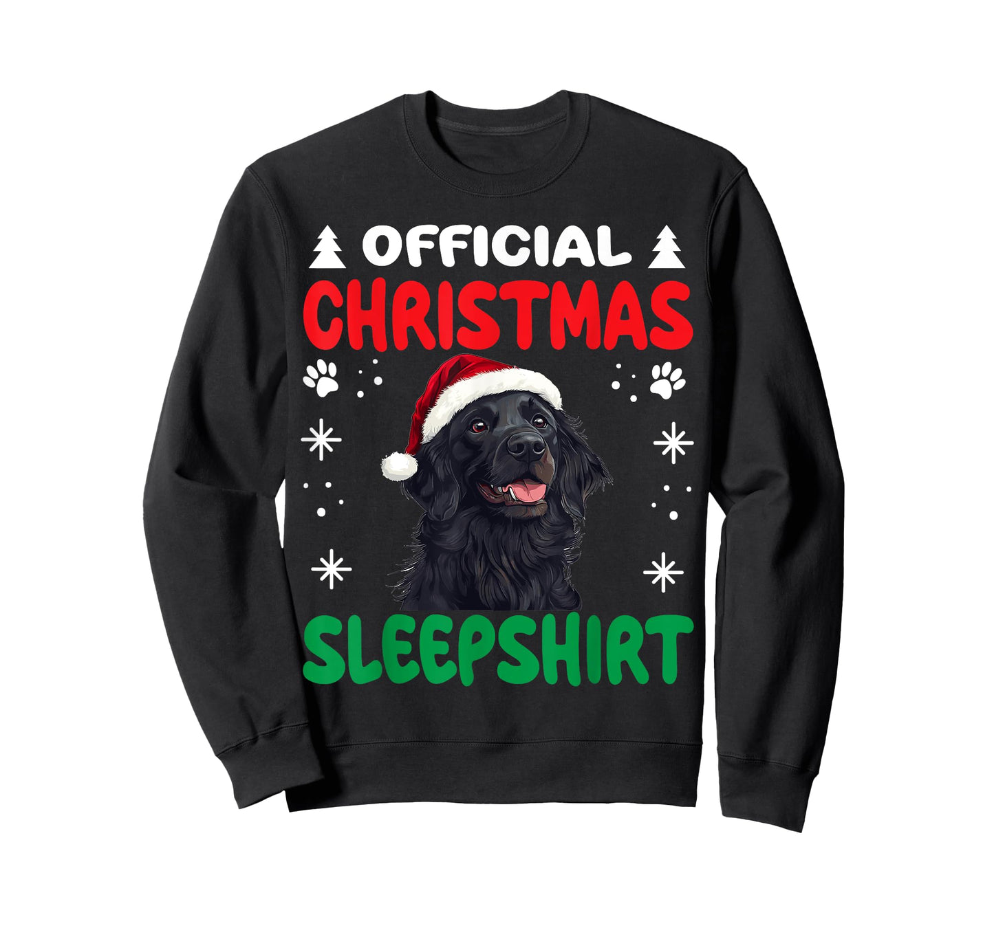 Flat-Coated Retriever Dog Christmas Pajama Official T-Shirt for Men Women Kids