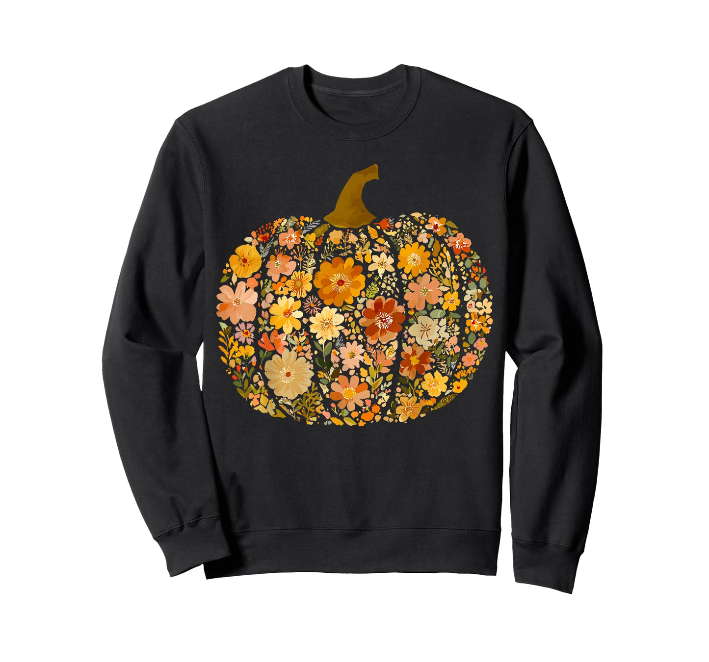 Chinoiserie Fall Pumpkin Boho Floral Halloween Thanksgiving T-Shirt