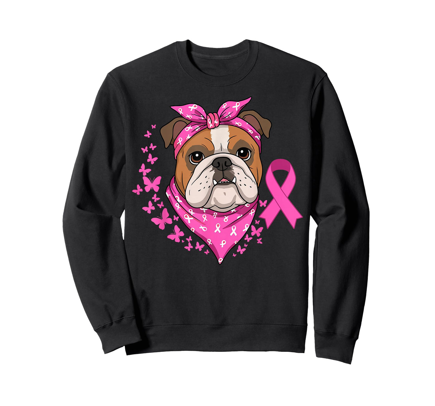 English Bulldog Breast Cancer Ribbon Dog Awareness Month T-Shirt
