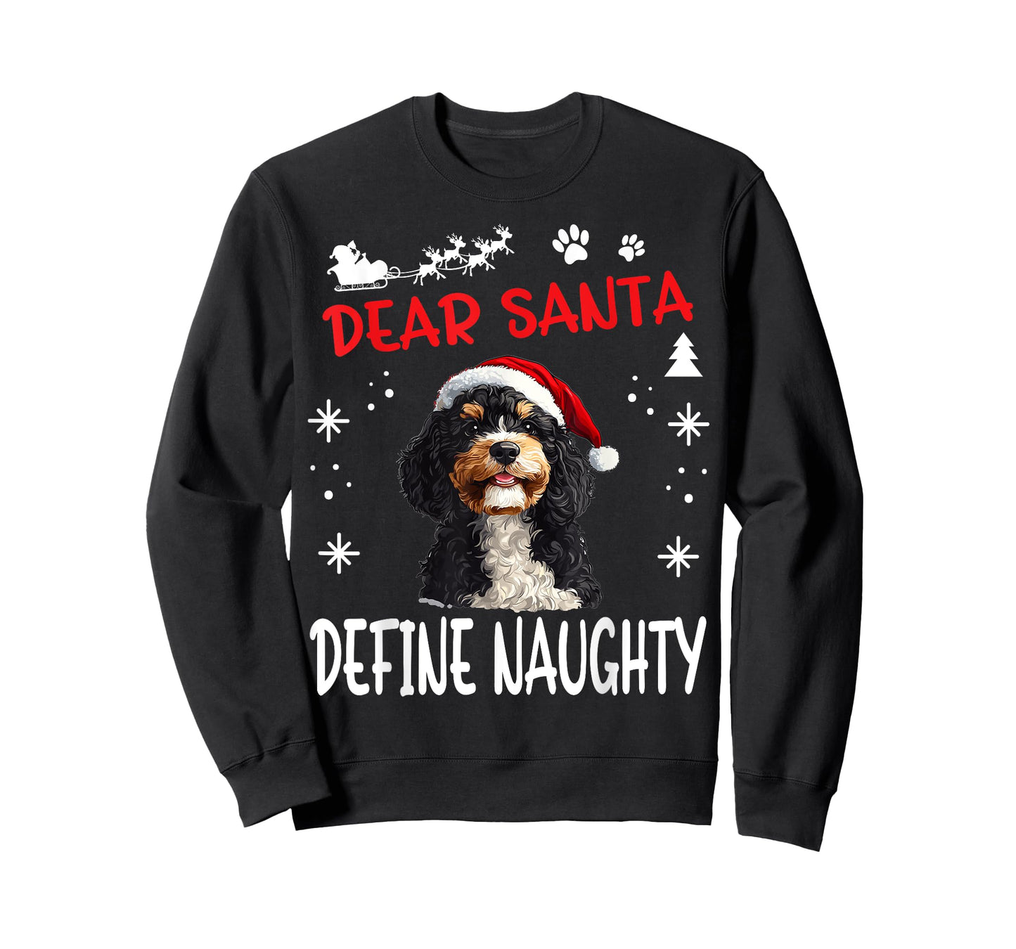 Cute Bernedoodle Dog Christmas Dear Santa Define Naughty T-Shirt