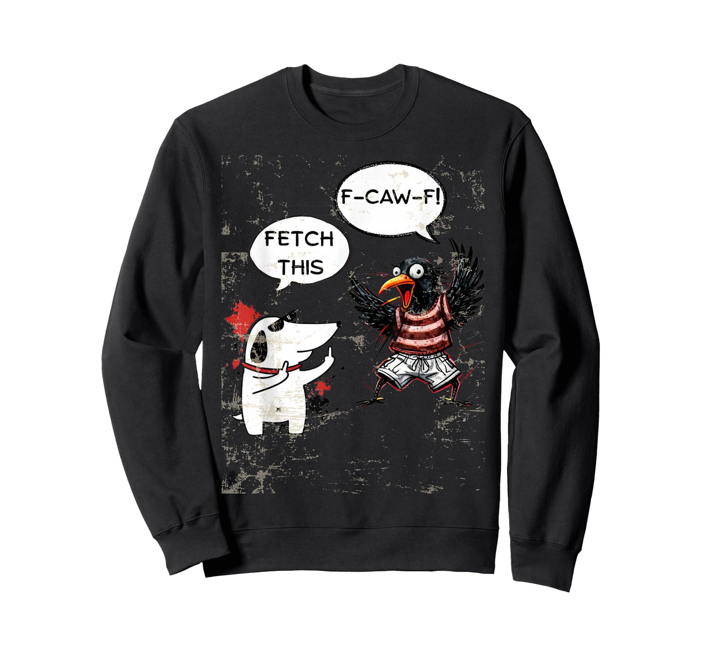 Black Funny Crow and Dog F-CAW-F Tee Pet Lovers T-Shirt