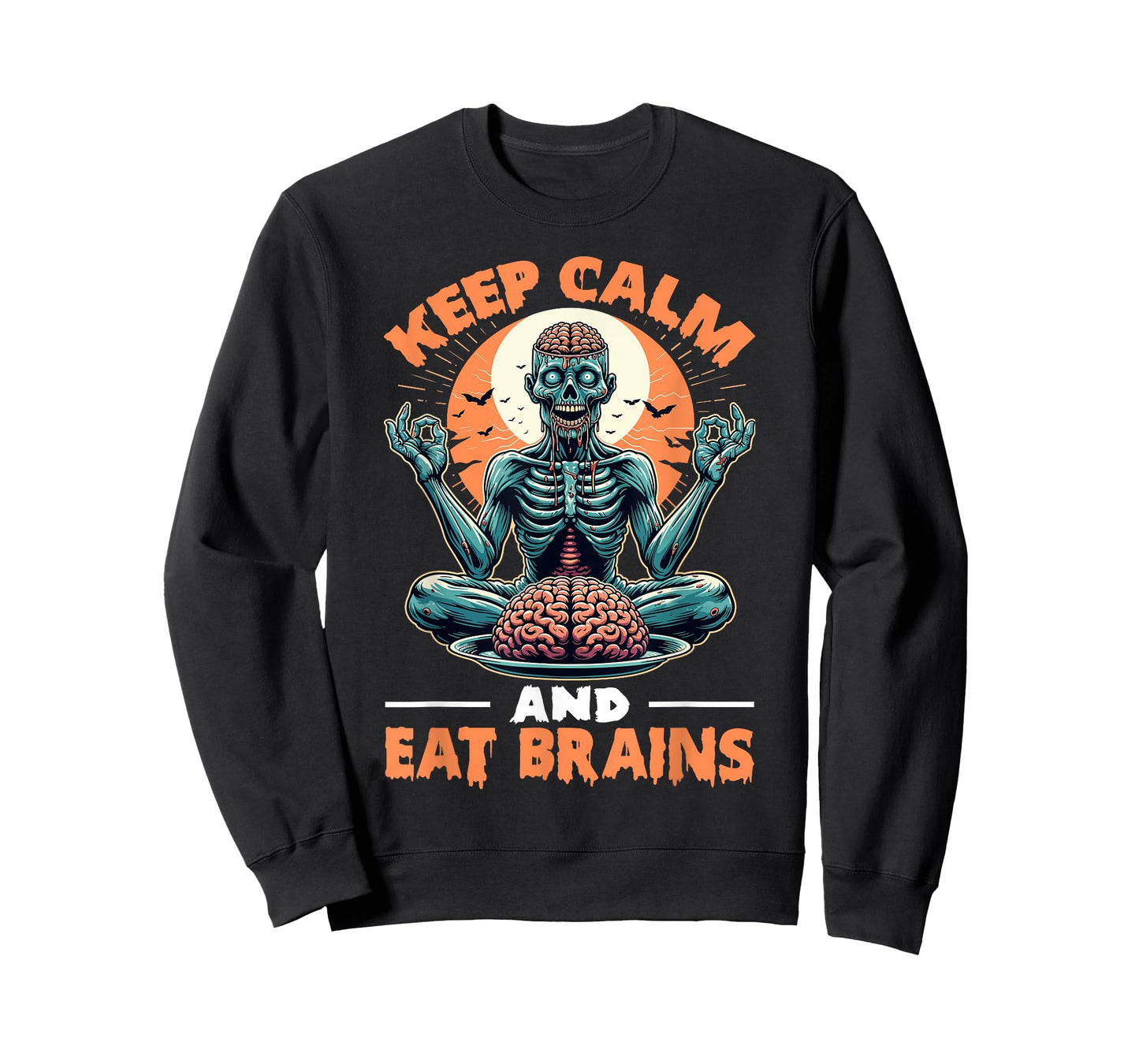 Keep Calm and Eat Brains Zombie Meditation T-Shirt