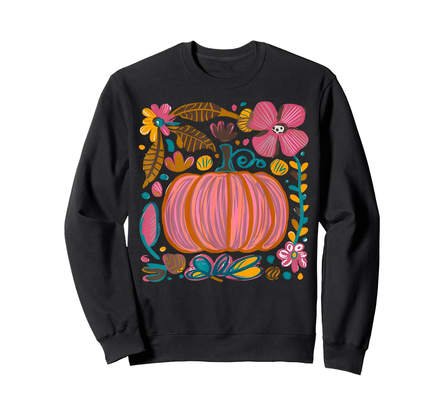 Wildflower Pumpkin Season Autumn Fall Leaves Thanksgiving T-Shirt