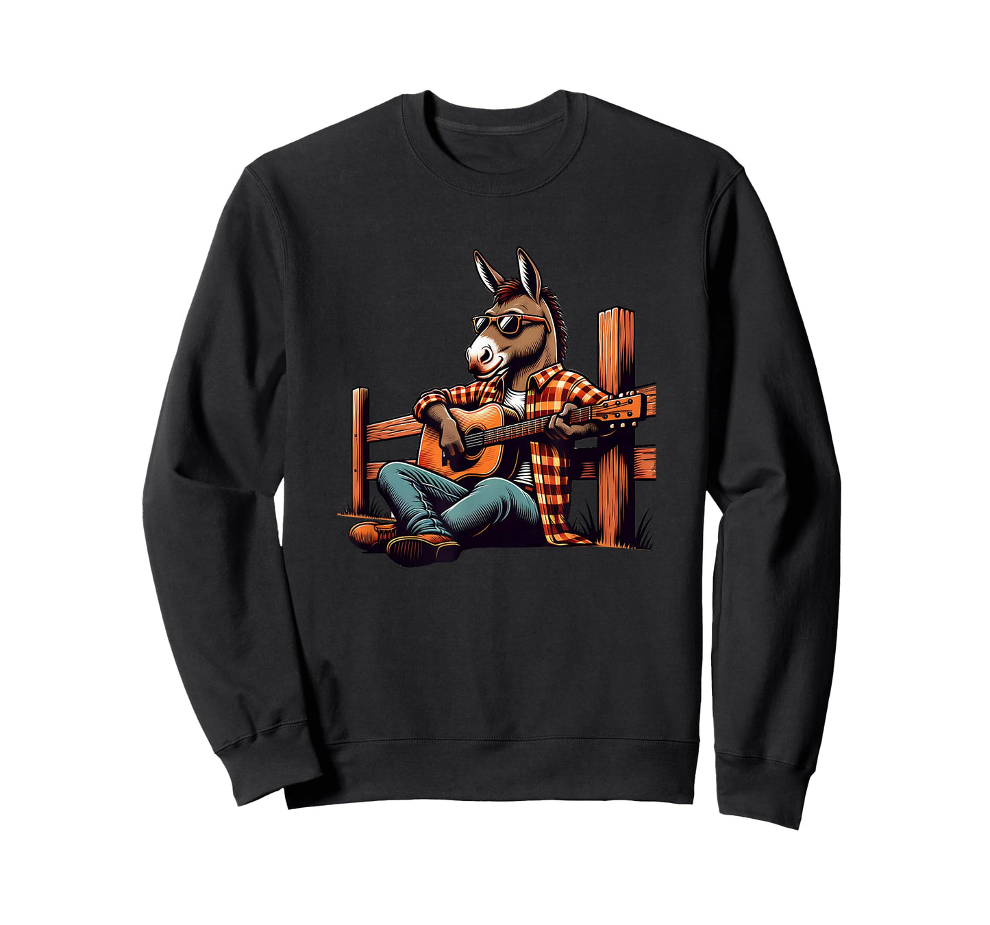 Cool Donkey Playing Guitar Country Music Sunglasses T-Shirt