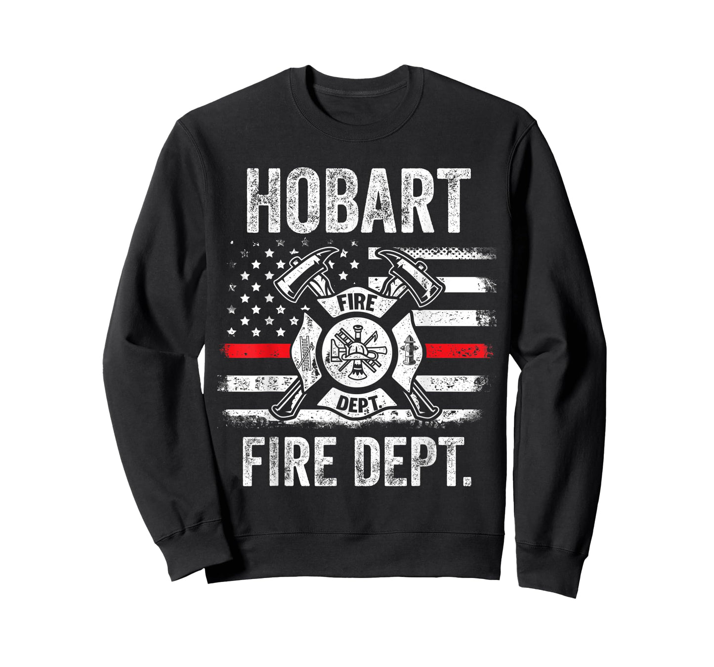 Hobart Indiana Fire Department Thin Red Line Fireman T-Shirt