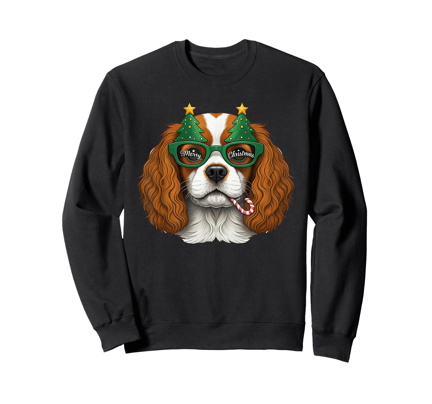 Christmas Tree Sunglasses Cavalier King Charles Spaniel T-Shirt