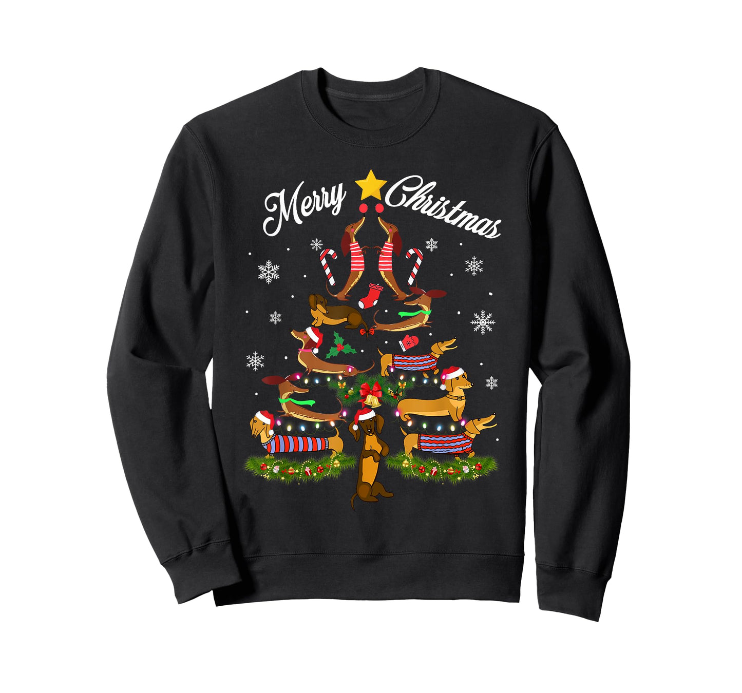 Dachshund Merry Christmas Tree Light Funny Dackel Dachshund T-Shirt