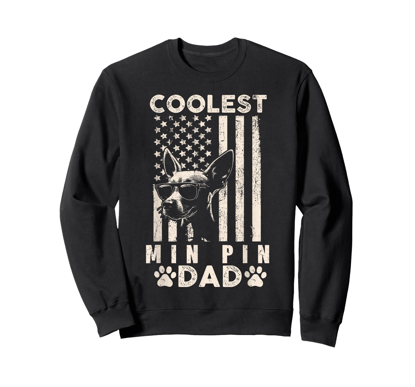 Coolest Min Pin Dad Vintage American Flag Funny Fathers Day T-Shirt for Women Kids Men