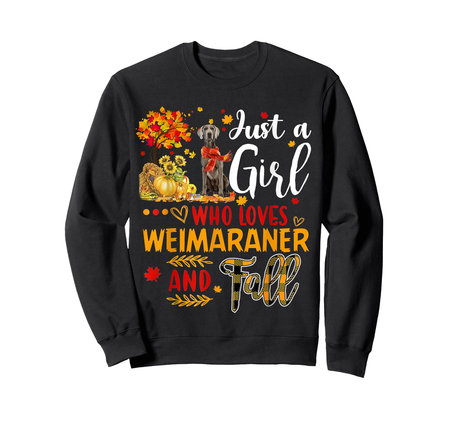 Autumn Tree Weimaraner Thanksgiving Pumpkin Dog Fall Leaf T-Shirt