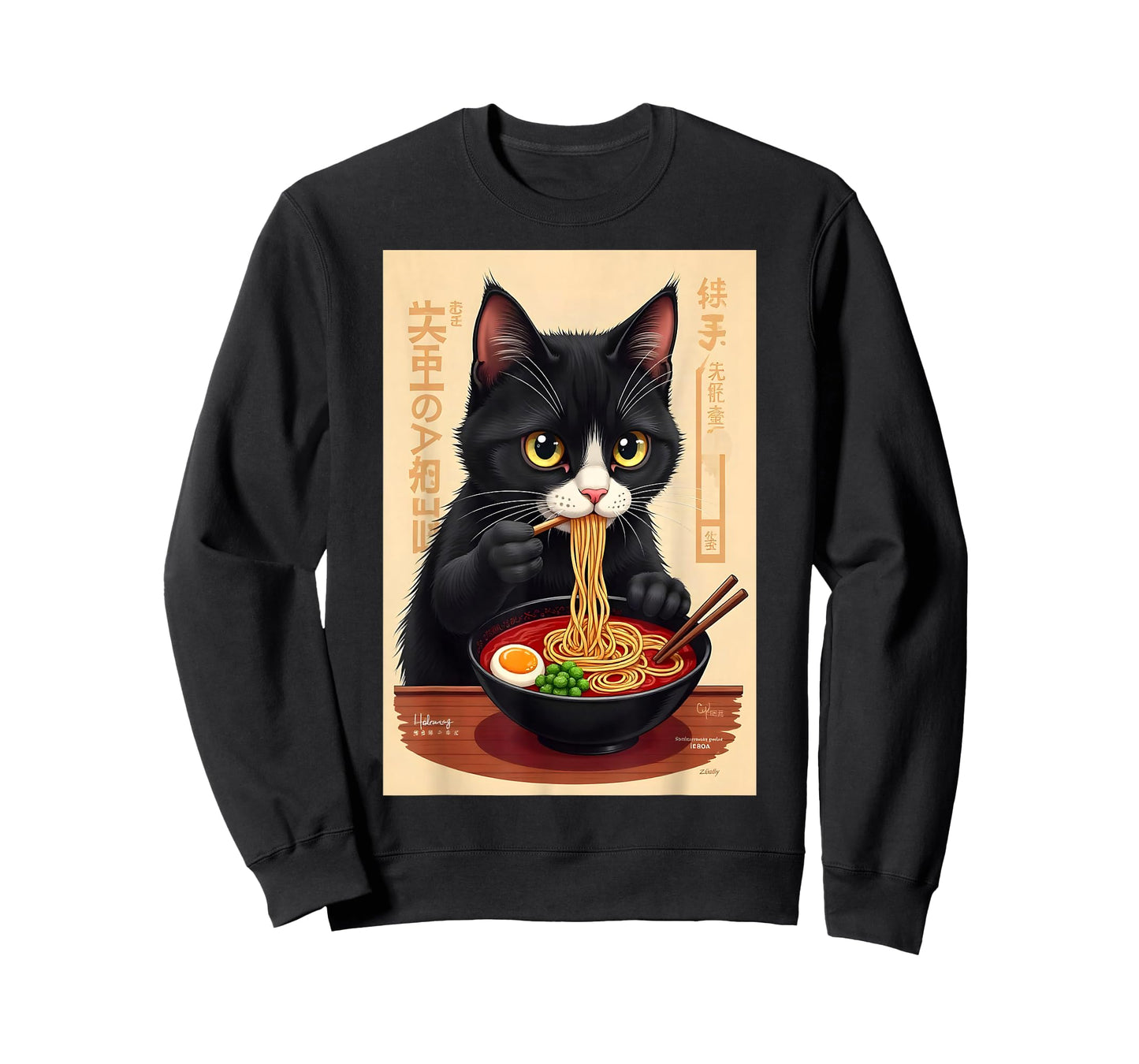 Cat Eating Ramen Japanese Noodles Anime Baby Cat Ramen T-Shirt