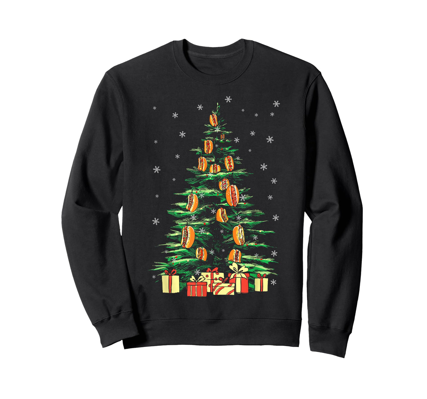 Hot Dog Adult Christmas Tree T-Shirt