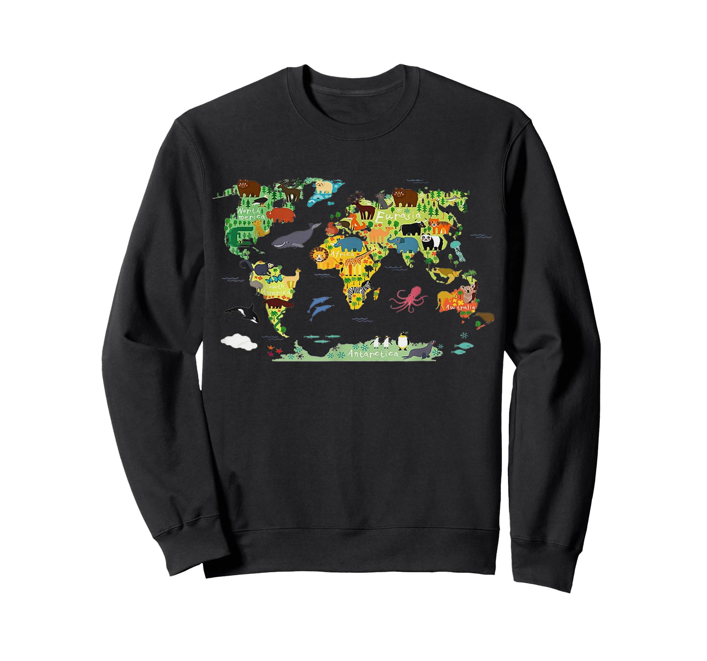 Funny world animals map shirt for kids,boys and girls T-Shirt