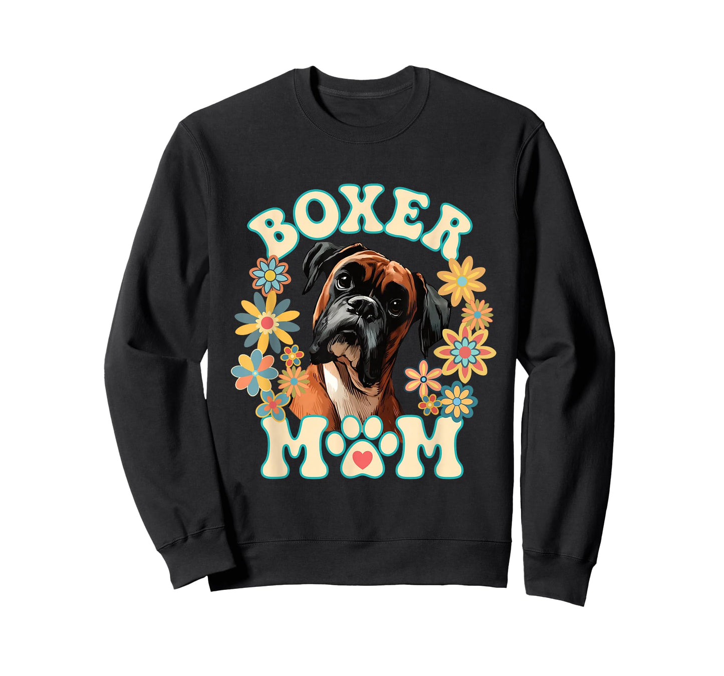 Boxer Mom Mum Dog Floral Flower Design T-Shirt