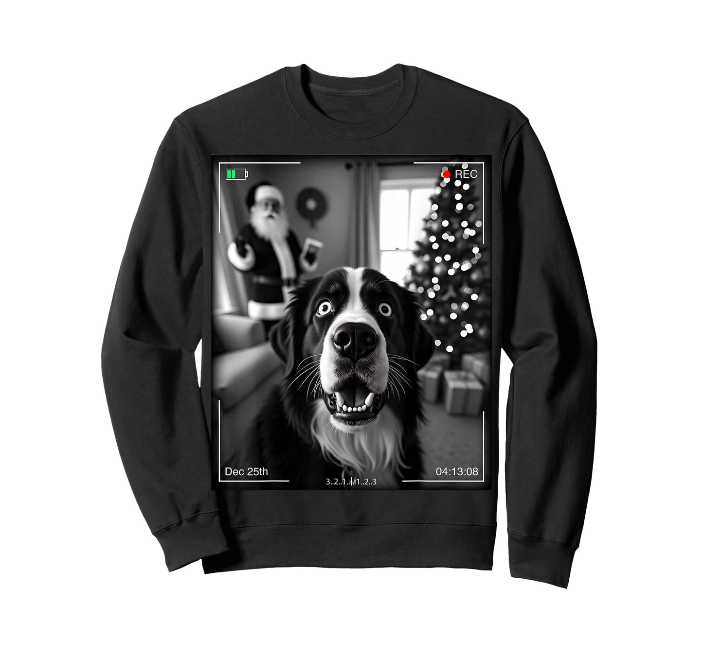 Bernese Mountain Dog Catches Santa On Camera Xmas T-Shirt