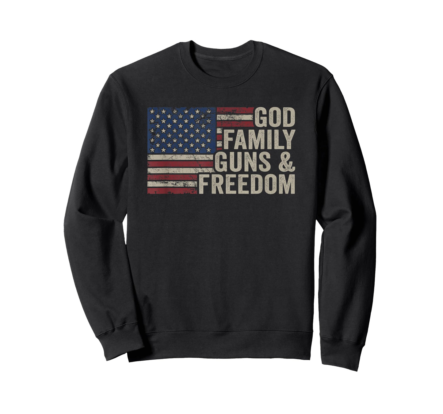 GOD Family Guns & Freedom - Pro Gun Vintage USA Flag T-Shirt