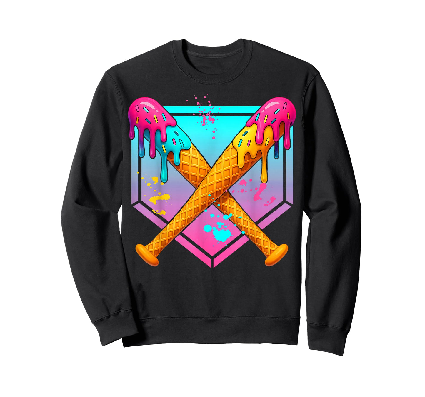 Baseball Drip Boys Ice Cream Youth Sweet Bat Home Plate T-Shirt